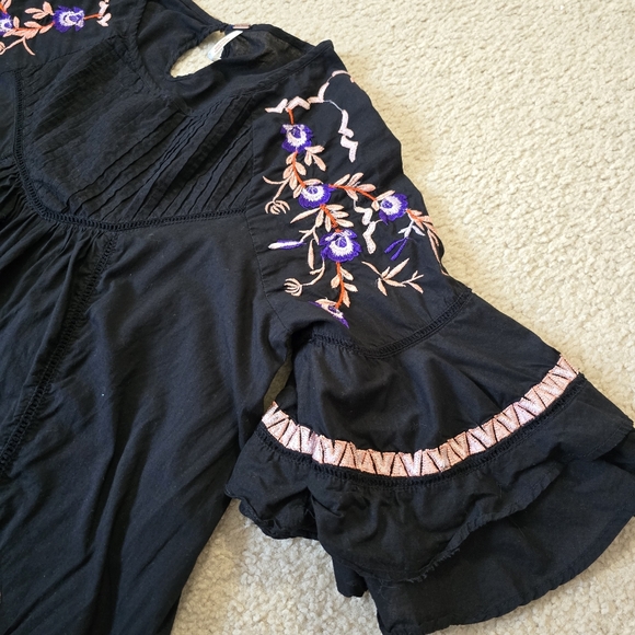 Free People Black Mini Dress with Purple Embroidery - Picture 8 of 16